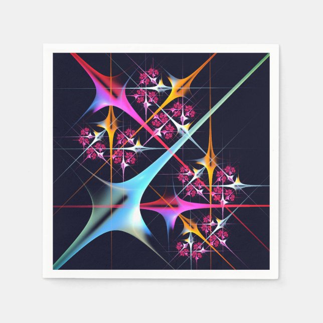 Rosa Blommigt Modern Abstrakt Art Färg Mönster #01 Pappersservett (Framsidan)