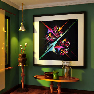 Rosa Blommigt Modern Abstrakt Art Färg Mönster #01 Poster