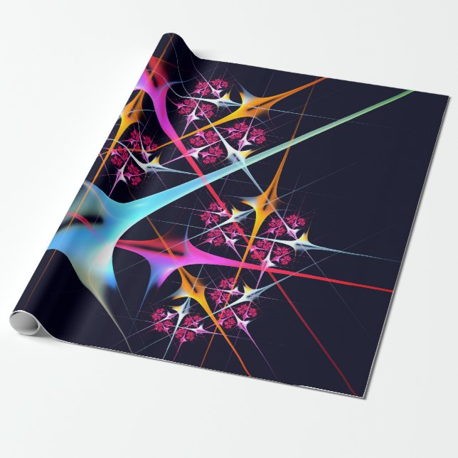 Rosa Blommigt Modern Abstrakt Art Färg Mönster #01 Presentpapper (Utrullad)