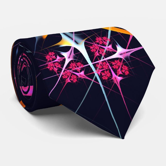 Rosa Blommigt Modern Abstrakt Art Färg Mönster #01 Slips (Rullad)