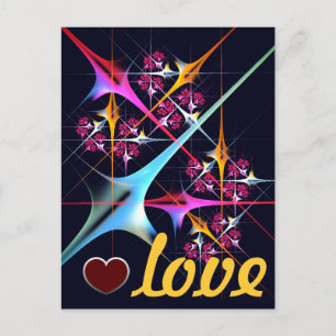 Rosa Blommigt Modern Abstrakt Art Färg Mönster #01 Vykort