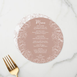 Rosa Blommigt Modern Boho Round Bröllop Meny