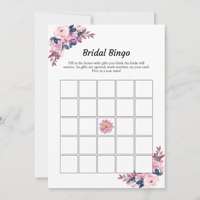 Rosa Blommigt Möhippa Bingo Möhippa-spelkort Inbjudningar (Framsida)