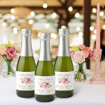 Rosa  Blommigt Möhippa Guld Mini<br><div class="desc">Vattenfärgsetikett Rosa  Guld Blommigt Möhippa Mini mousserande vin Flaska eller mini Flaska-etikett</div>