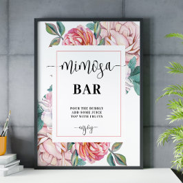 Rosa Blommigt Möhippa Mimosa Pub tecken Poster
