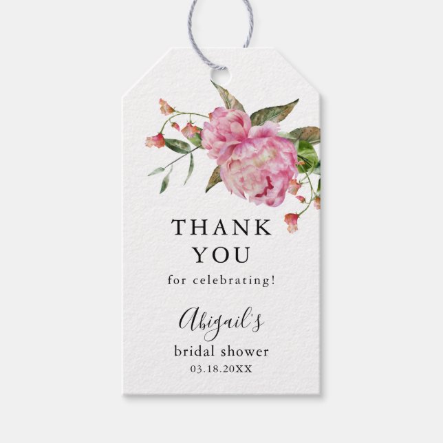 Rosa Blommigt Möhippa Presentetikett (Framsidan)