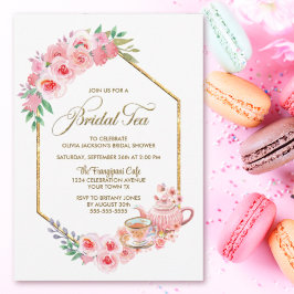 Rosa Blommigt Möhippa Tea Möhippa Inbjudningar
