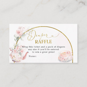 Rosa Blommigt Möhippa Tea Party Diaper Raffle Tilläggskort