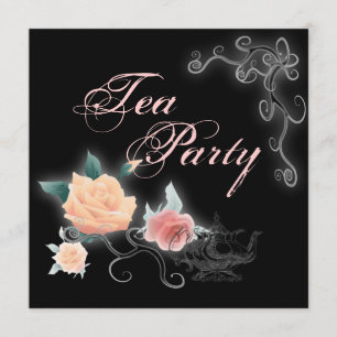 Rosa Blommigt Möhippa Tea Party-inbjudan Inbjudningar