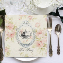 Rosa Blommigt Möhippa Tea Party-inbjudan