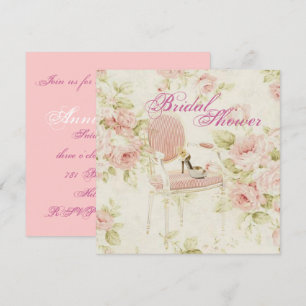 Rosa Blommigt Möhippa Tea Party-inbjudan Inbjudningar