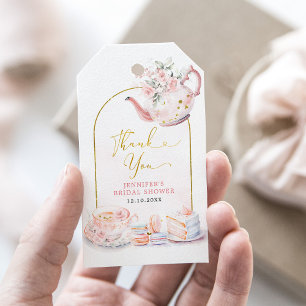 Rosa Blommigt Möhippa Tea Party Tack Gift Presentetikett