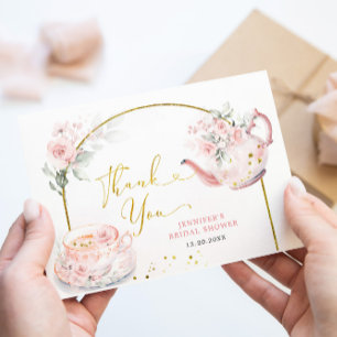 Rosa Blommigt Möhippa Tea Party Tack Kort