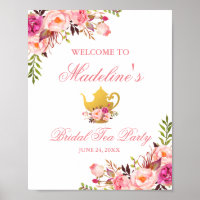 Rosa Blommigt Möhippa Tea Party Välkommen