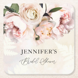 Rosa Blommigt Möhippa Underlägg Papper Kvadrat