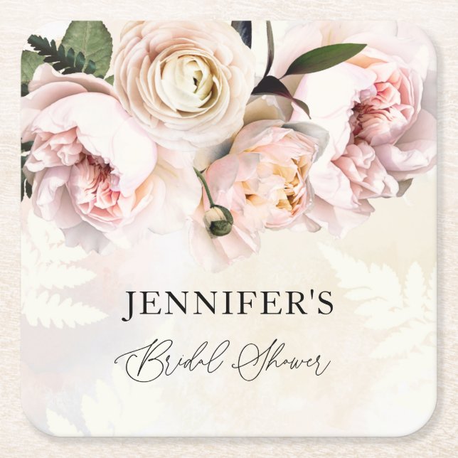 Rosa Blommigt Möhippa Underlägg Papper Kvadrat (Framsidan)