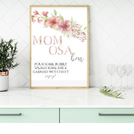 Rosa Blommigt Momosa Pub-Poster Poster