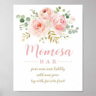 Rosa Blommigt Momosa Pub-tecken Poster
