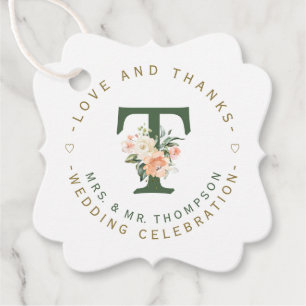 Rosa  Blommigt Monogram Circular Bröllop Gåvor Etiketter