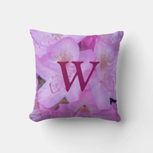 Rosa Blommigt Monogram Dekorativ kudde