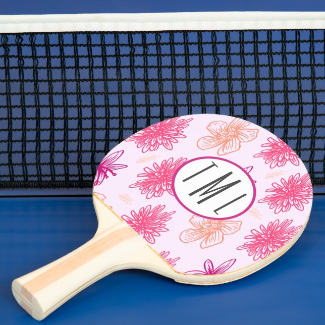 Rosa Blommigt Monogram Pingisracket (Insitu)