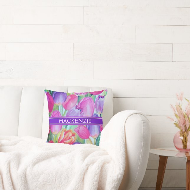 ROSA BLOMMIGT Monogram WHITE TEXT Kudde (Soffa)