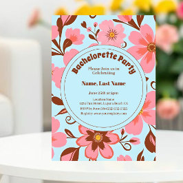 Rosa Blommigt Mood - Pastel Vibes-Retro Flowers Inbjudningar