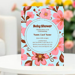 Rosa Blommigt Mood - Pastel Vibes-Retro Flowers Inbjudningar