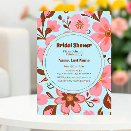 Rosa Blommigt Mood - Pastel Vibes-Retro Flowers Inbjudningar