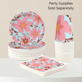 Rosa Blommigt Mood - Pastel Vibes-Retro Flowers Pappersservett