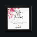 Rosa Blommigt Mor i Groom Tack-meddelandet Minnesask<br><div class="desc">Rosa Blommigt Mor i Groom Tack Message-presentboxen. Ett unikt sätt att säga tack till mor i din grupp. En Keepsaké-jude-presentlåda med rosa blommigts bakgrund med ett tack för personligen är perfektens gåva. Anpassa den genom att ändra namn i bruden. Om du vill ha fler anpassningar kan du kontakta mig på...</div>
