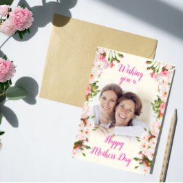 Rosa Blommigt Mors dag - amerikanska Mamma och dot Kort