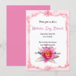Rosa Blommigt Mors dag Brunch-inbjudan Inbjudningar
