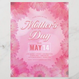 Rosa Blommigt Mors dag Firande Reklamblad