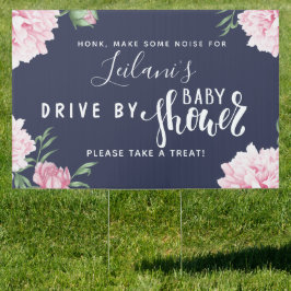 Rosa Blommigt Navy Yard för "Drive by Baby Shower"
