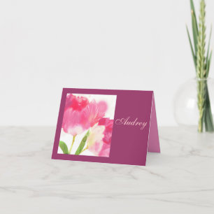 Rosa Blommigt Note Card Kort