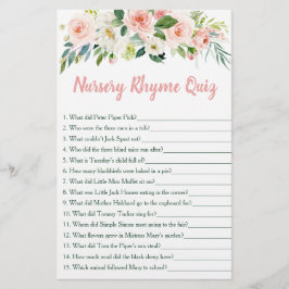  Rosa Blommigt Nursery Rhyme Baby Shower Game