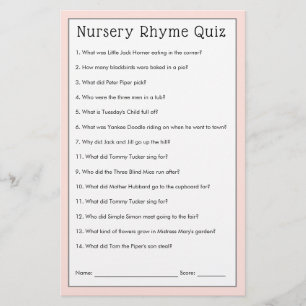 Rosa Blommigt Nursery Rhyme Shower Game