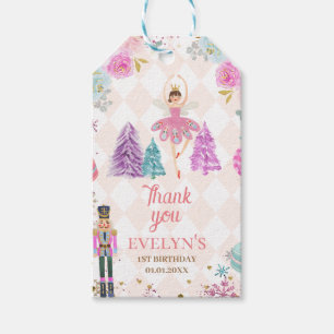 Rosa Blommigt Nutcracker Land Sweets Birthday Presentetikett