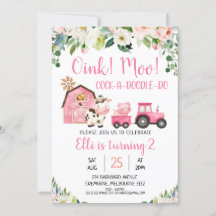 Rosa Blommigt och Barn Boskap födelsedag