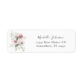 Rosa Blommigt och eukalyptus Returadress Returadress Etikett
