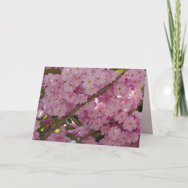 Rosa Blommigt och fjäril Kort (Framsida)