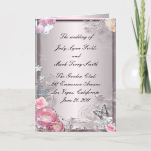 Rosa Blommigt- och fjäril-programkort Program