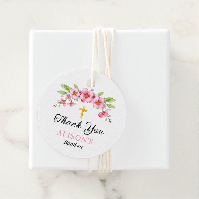 Rosa blommigt och guld kor, Tack för pedofili Gåvor Etiketter (På plats)