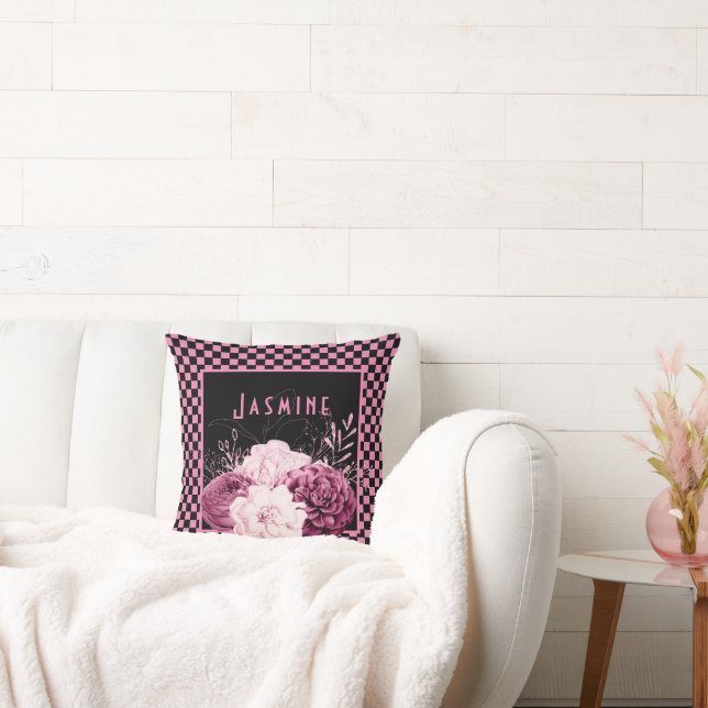 Rosa Blommigt och Personlig för kontrollbord Kudde (Soffa)