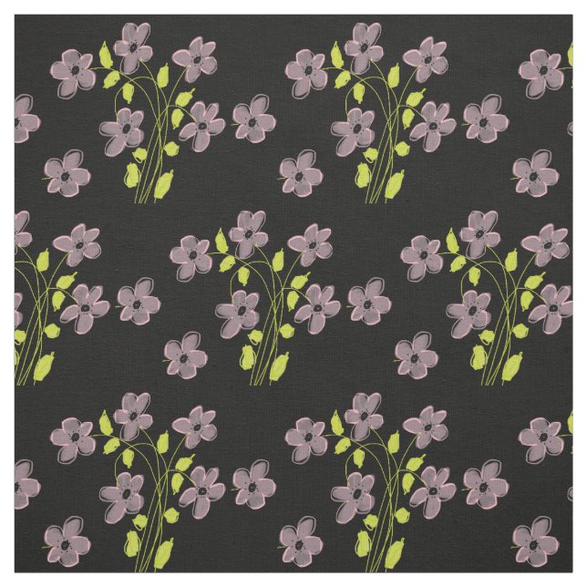 Rosa Blommigt och svart med kalk Tyg (Provkarta)