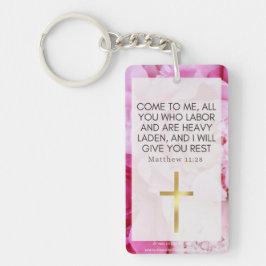 Rosa Blommigt och tro Nyckelring