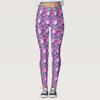 Rosa blommigt om Mauve med fjärilskinn Leggings
