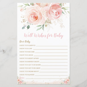  Rosa Blommigt Önskemål for Baby Shower Game