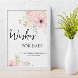 Rosa Blommigt Önskemål för Baby-tecken Poster